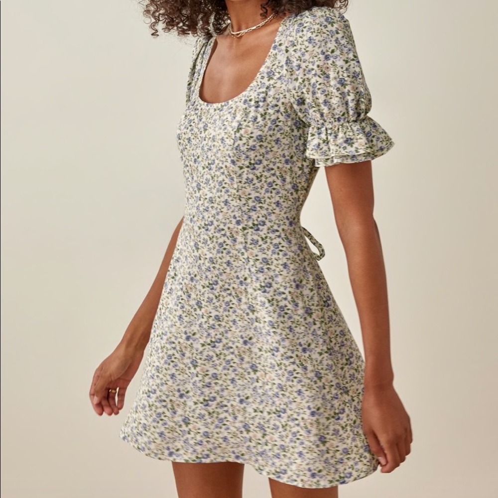 Reformation Charlton floral short sleeve mini dress